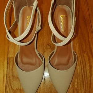 Nude ankle strap heels size 7